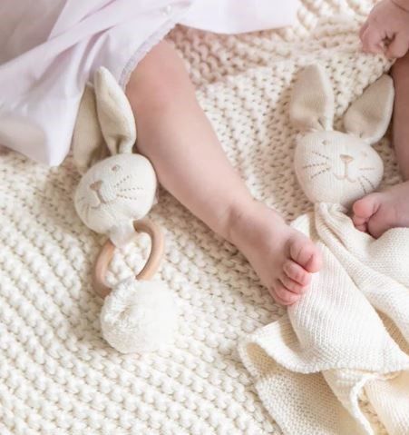 Ecru Bunny Knitted Rattle