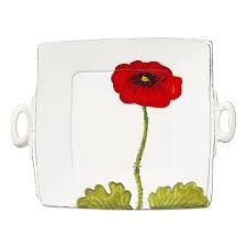 Lastra Poppy Handled Square Platter