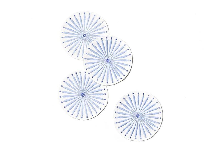 Iris Blue Burst Round Cocktail Napkin Set of 4