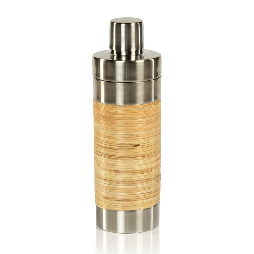 PALMAE RATTAN AND MATT STEEL COCKTAIL SHAKER