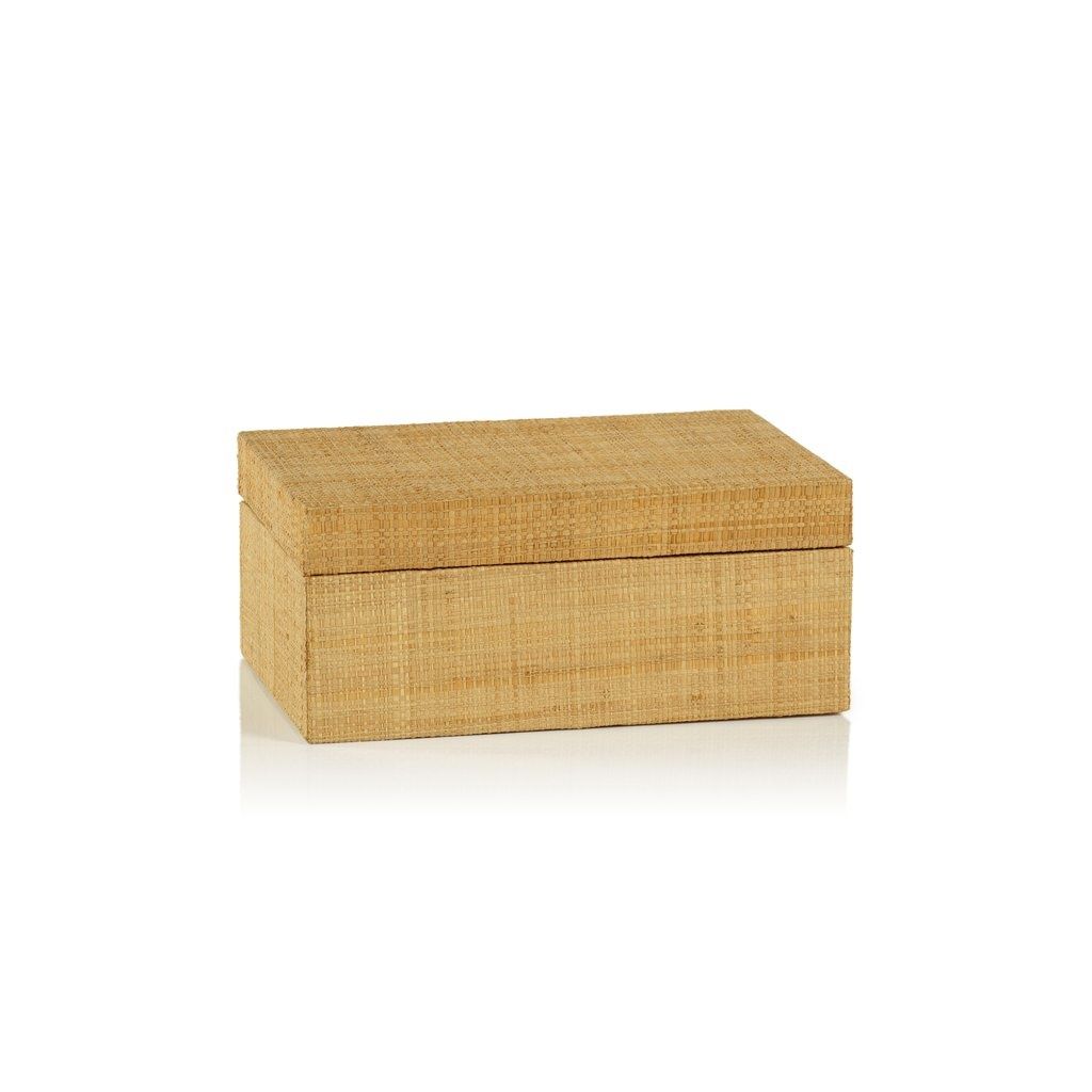 BUNGALOW GRASSCLOTH BOX (SUEDE INTERIOR)-9X6X4
