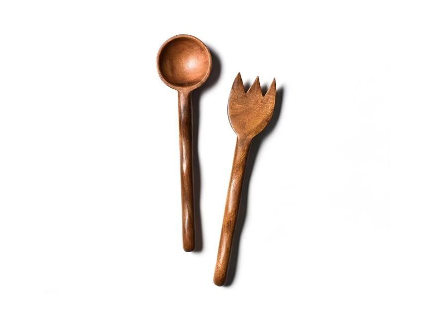 Fundamental Wood Ruffle Salad Server Set
