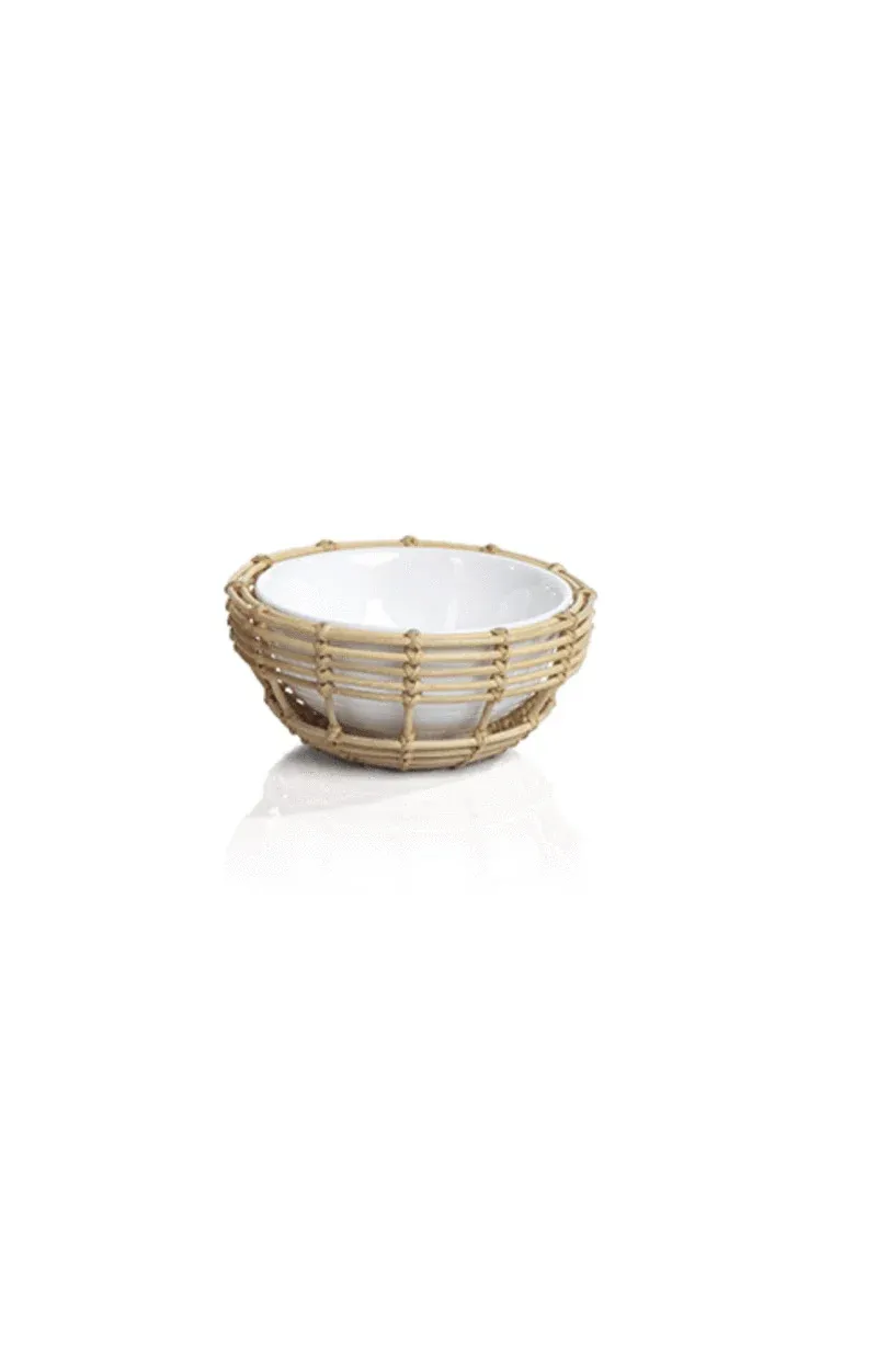 WICKER &amp; BAMBOO CONDIMENT BOWL