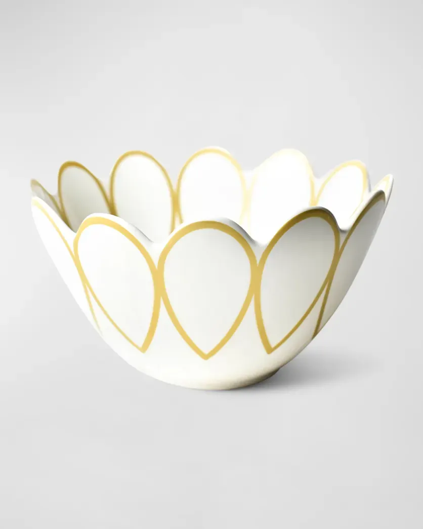 gold scallop edge serving bowl