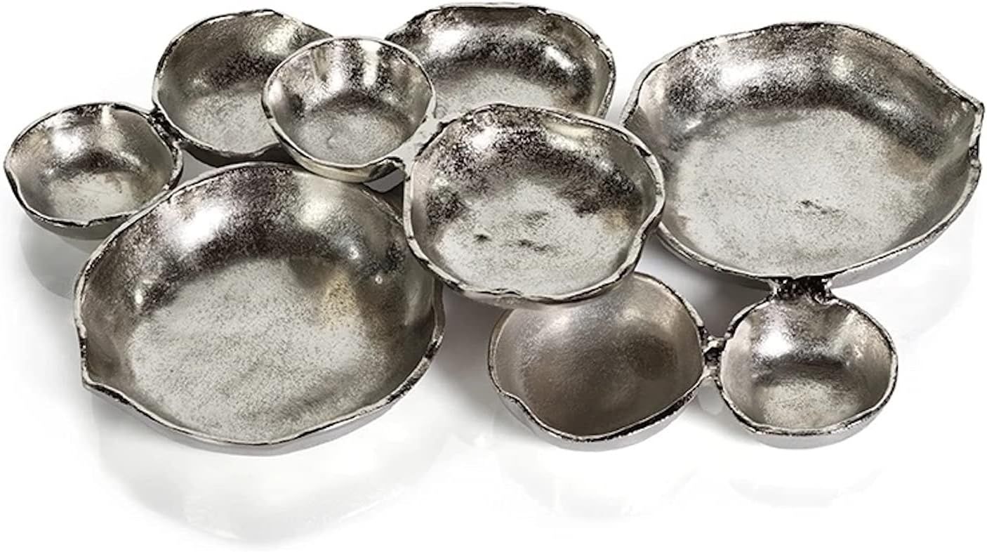SMALL CLUSTER OF 9 SERVING BOWLS- NICKEL