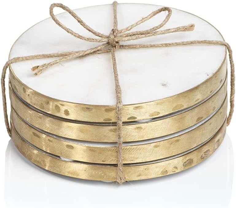 MARMO MARBLE ROUND 4" COASTERS- SET/4