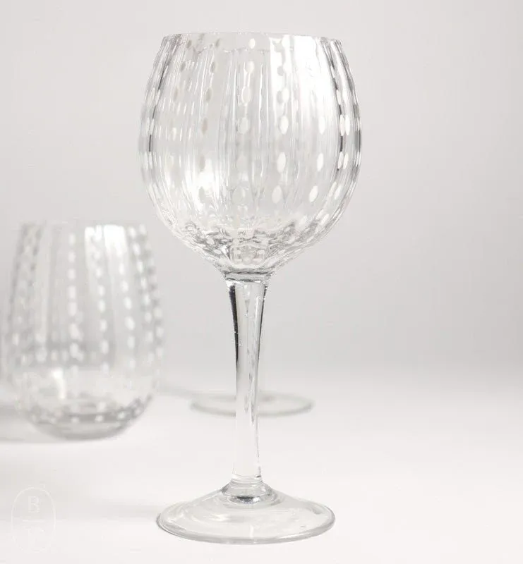 WHITE DOTS WINE GOBLET