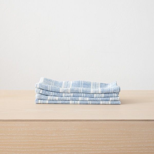 stone washed blue and white stripe table napkin