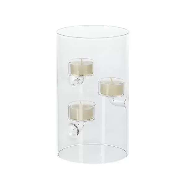 SUSPENDED GLASS TEALIGHT HOLDER/ HURRICANE-3.25X6