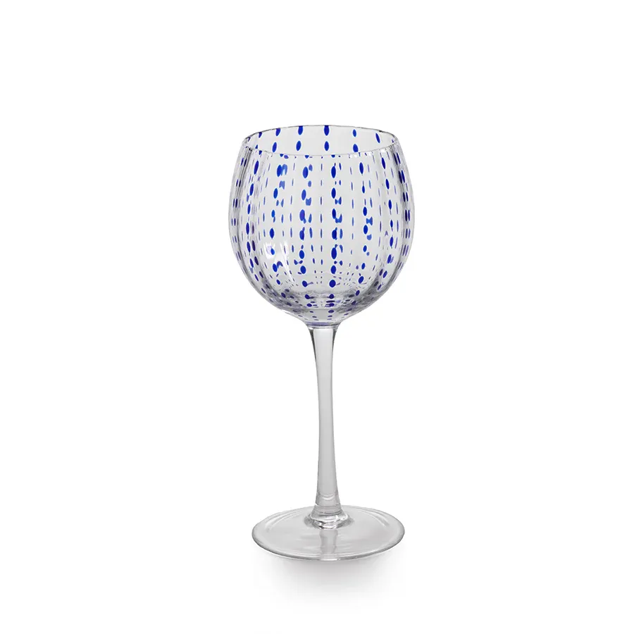 blue dots wine glass
