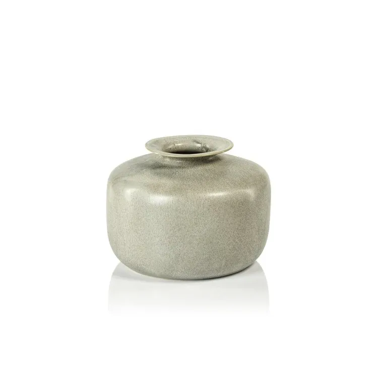 NAGANO STONEWARE SQUAT VASE 10.5X8