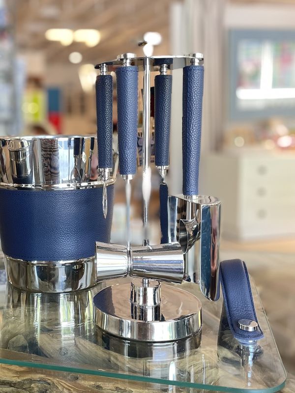 LAGUNA NICKEL &amp; LEATHER BAR TOOL SET