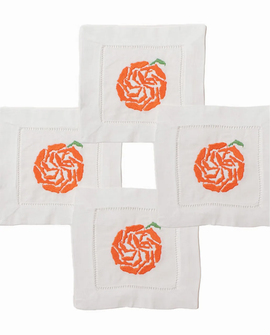 Florida Citrus Embroidered Cocktail Napkins - Orange