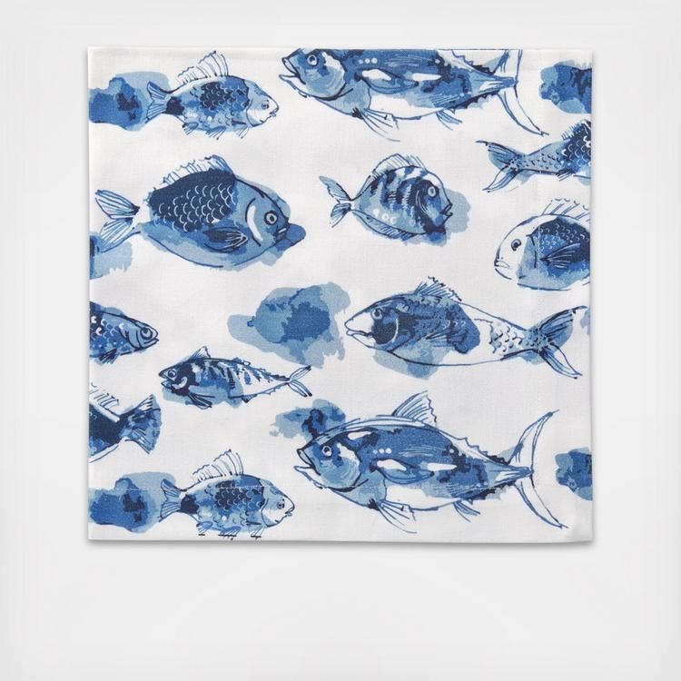 napkin - standard blue watercolor fish