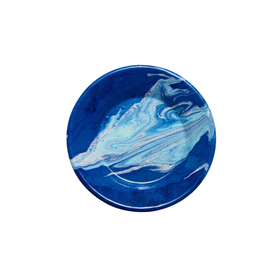 MULTI SWIRL LUNCH PLATE COBALT