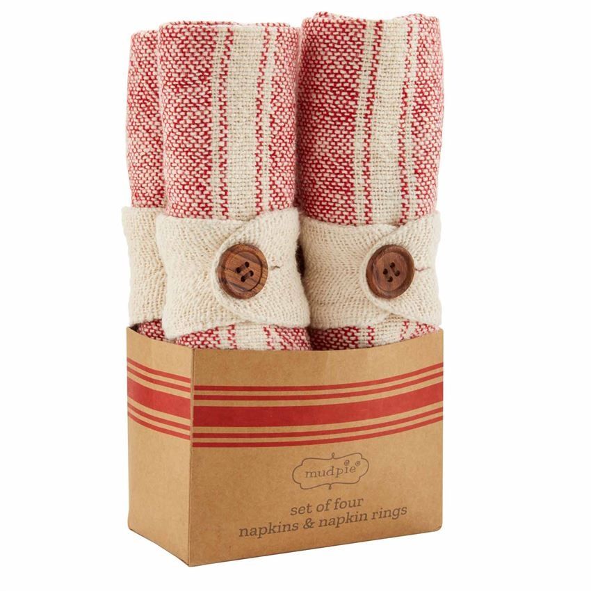 Red/White Stripe Napkin Set of 4