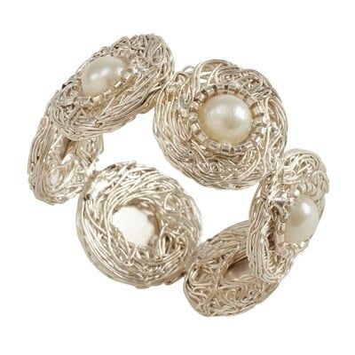 silver nested pearl napkin ring