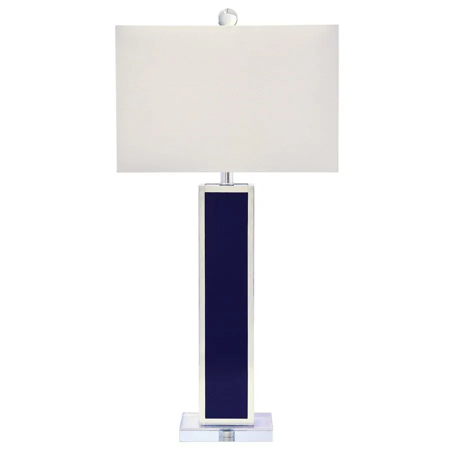 navy silver rectangular lamp