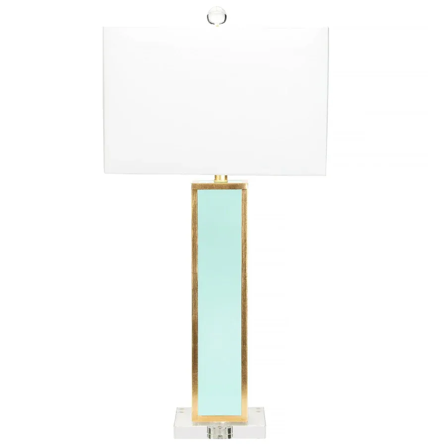 rectangular teal gold lamp