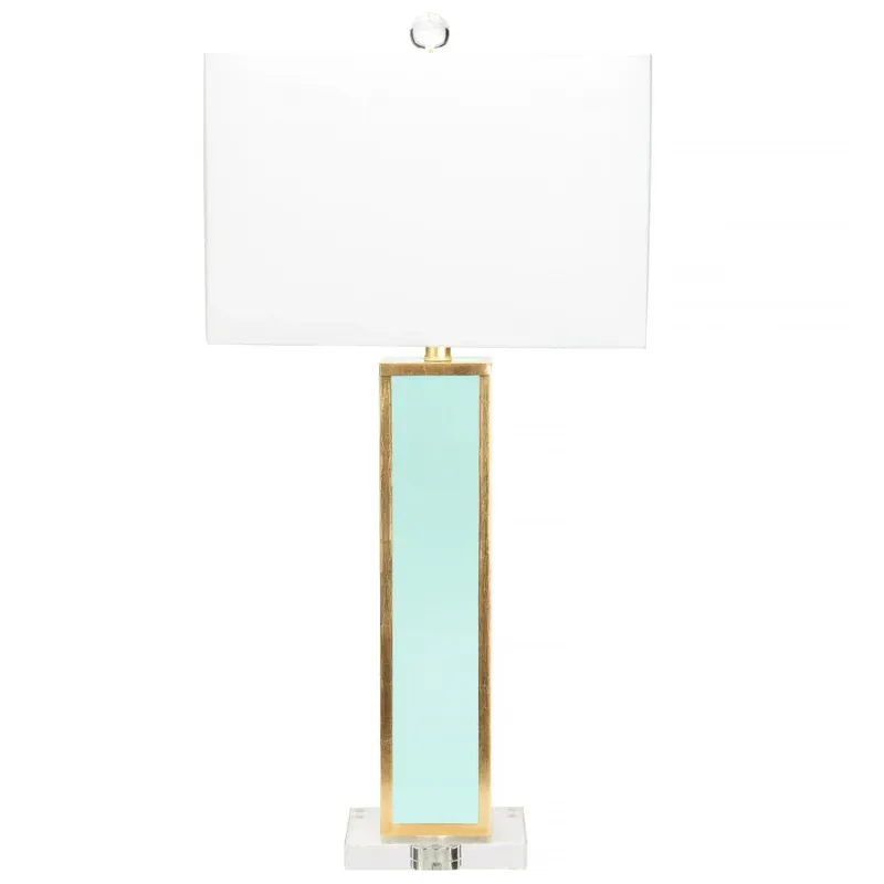 rectangular teal gold lamp