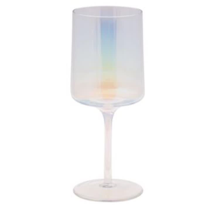 MID CENTURY WINE GLASS IRIDESCENT