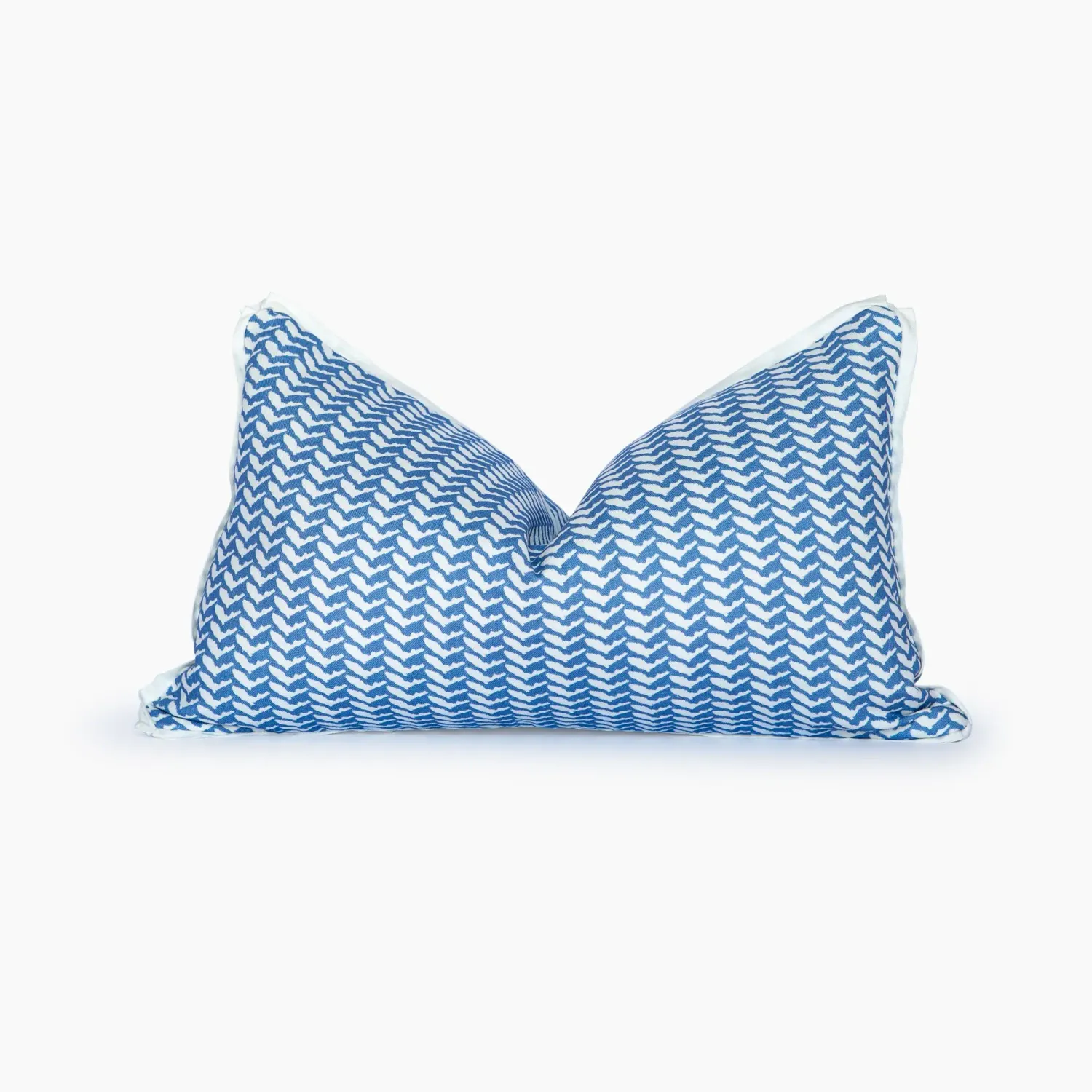 Florida Herringbone Lumbar Pillow - French Blue