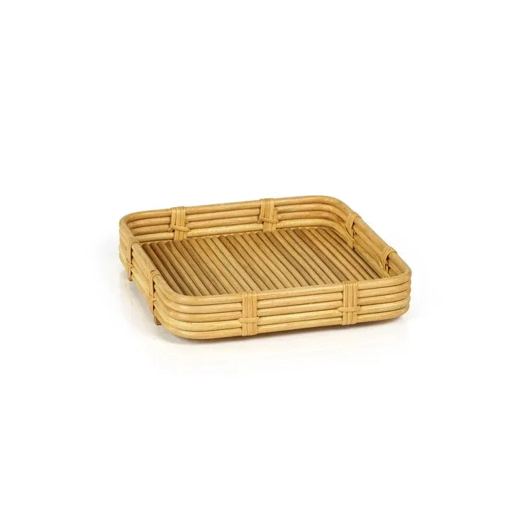 AVALON RATTAN SERVING TRAY-NATURAL 11.5X11.5X2.5