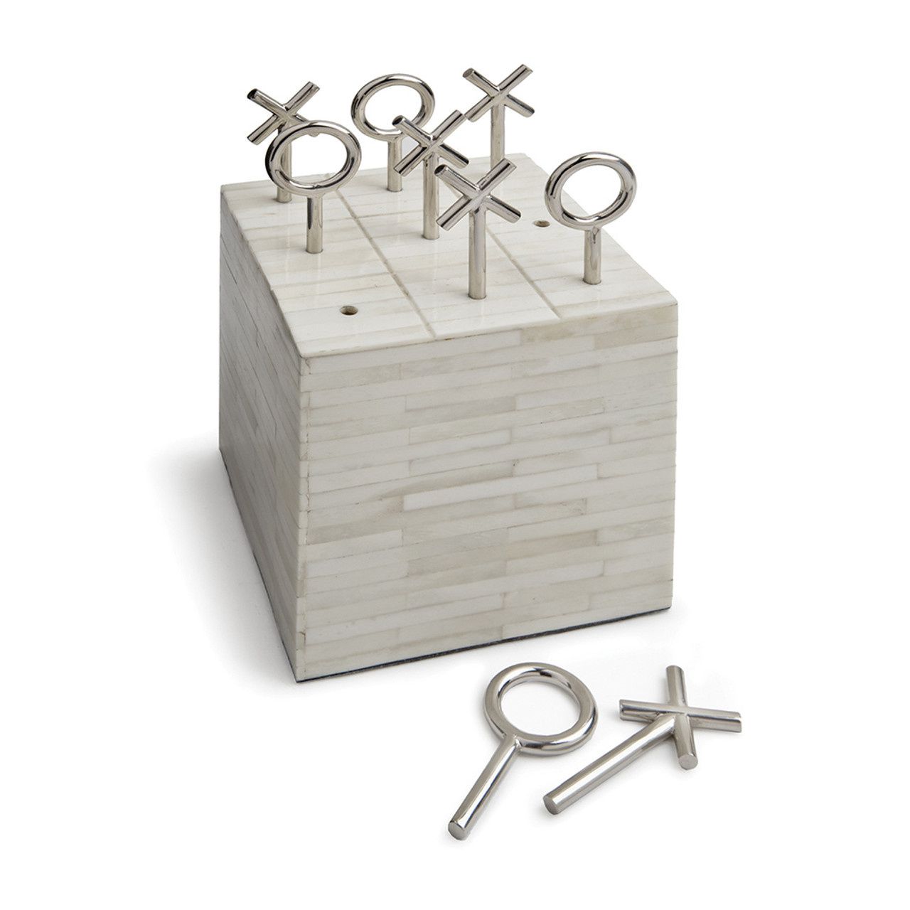 tic tac toe block - white bone