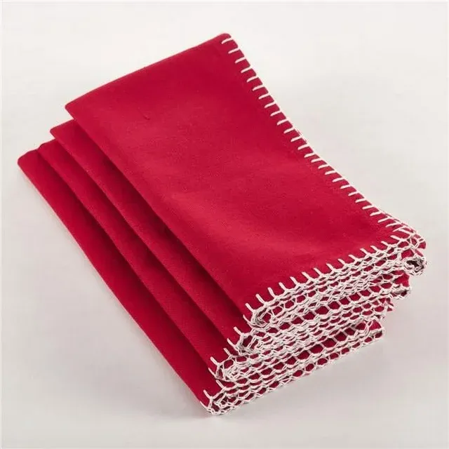 Whip Stitched Red Napkin