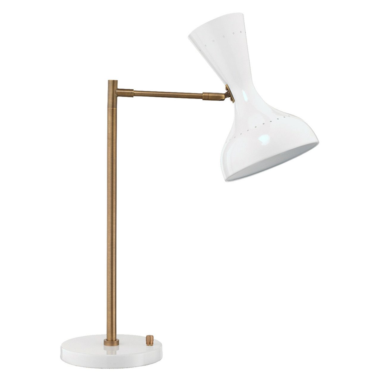 Pisa Swing Arm Table Lamp in Antique Brass Metal