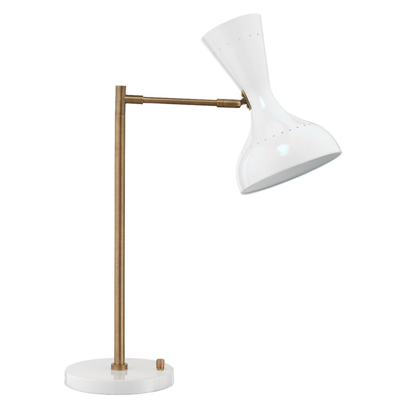 Pisa Swing Arm Table Lamp in Antique Brass Metal