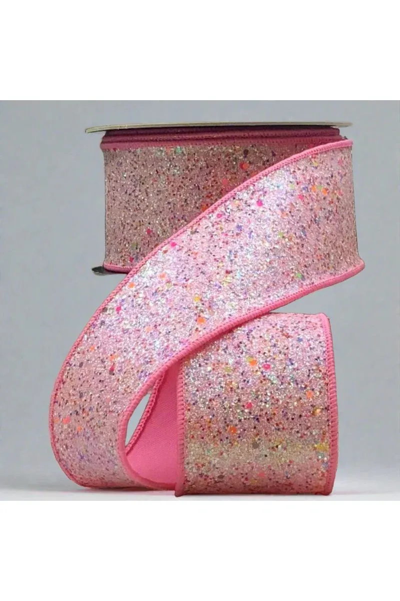 Pink Multicolor Glitter Ribbon