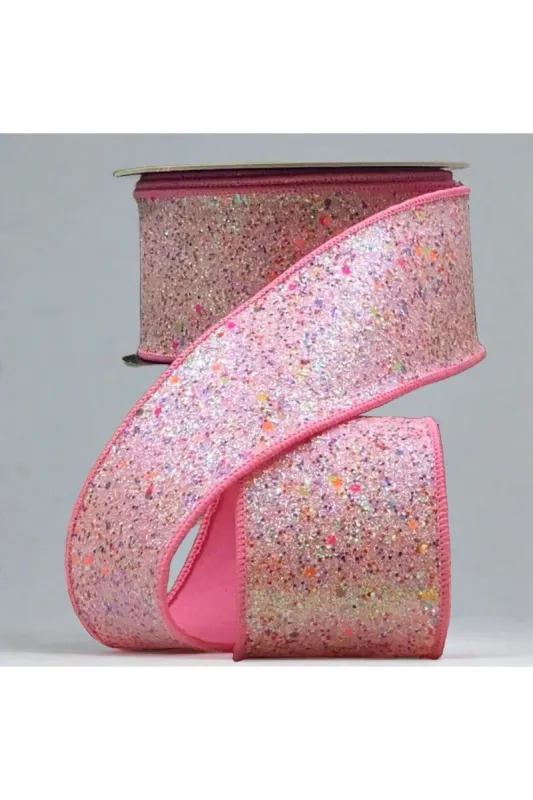 Pink Multicolor Glitter Ribbon