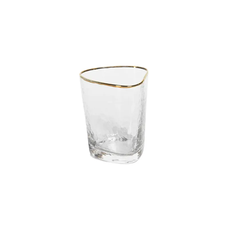 APERITIVO TRIANGULAR DOF GLASS, CLEAR W/GOLD RIM