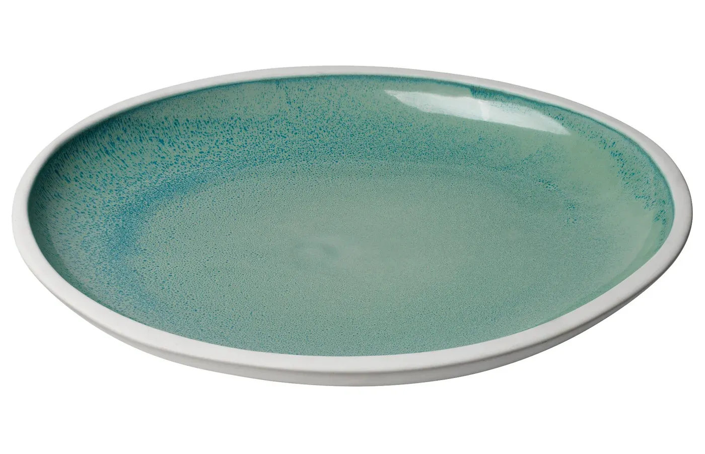 Santorini Large Low Rim Bowl in Ocean Ombre Reactive Glaze Ceramic
