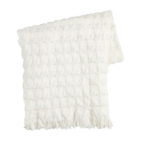 WHITE WAFFLE THROW