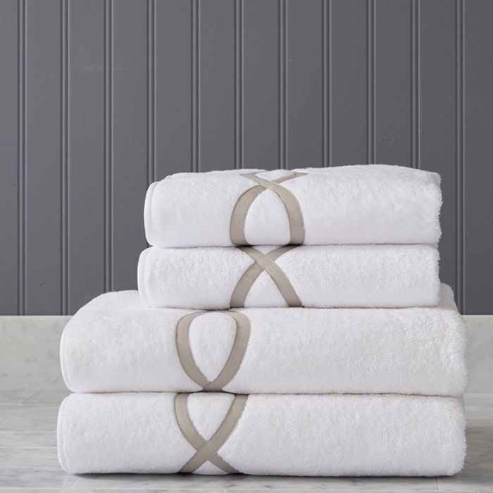 Bath Towel Set: White Arcadia Leigh Sage