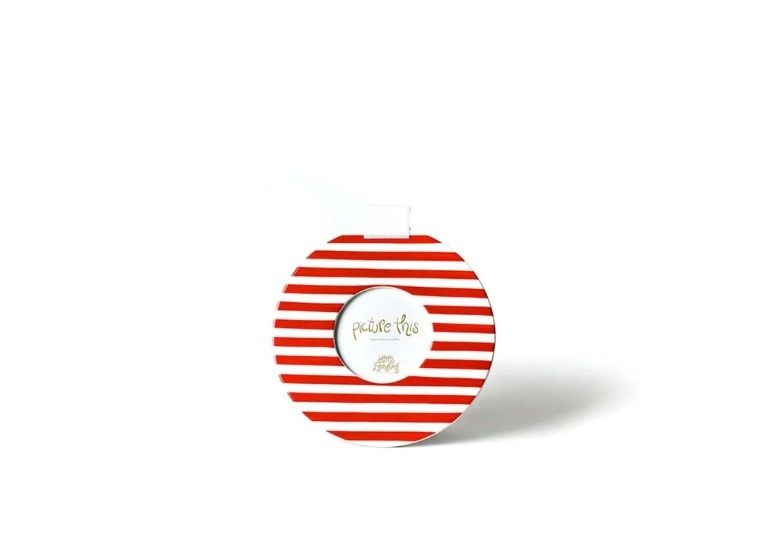 Red Medium Stripe Mini Round Frame