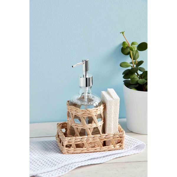 Woven Tray &amp; Soap Pump Set