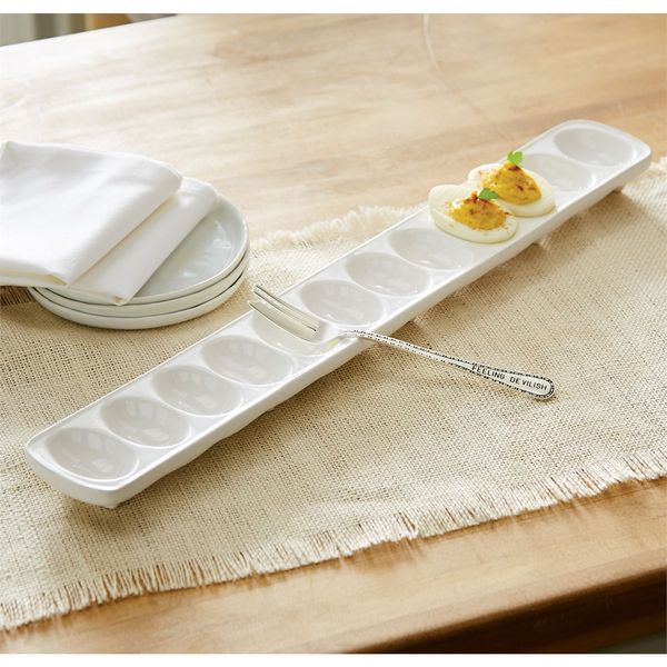 Long Deviled Egg Tray &amp; Fork Set