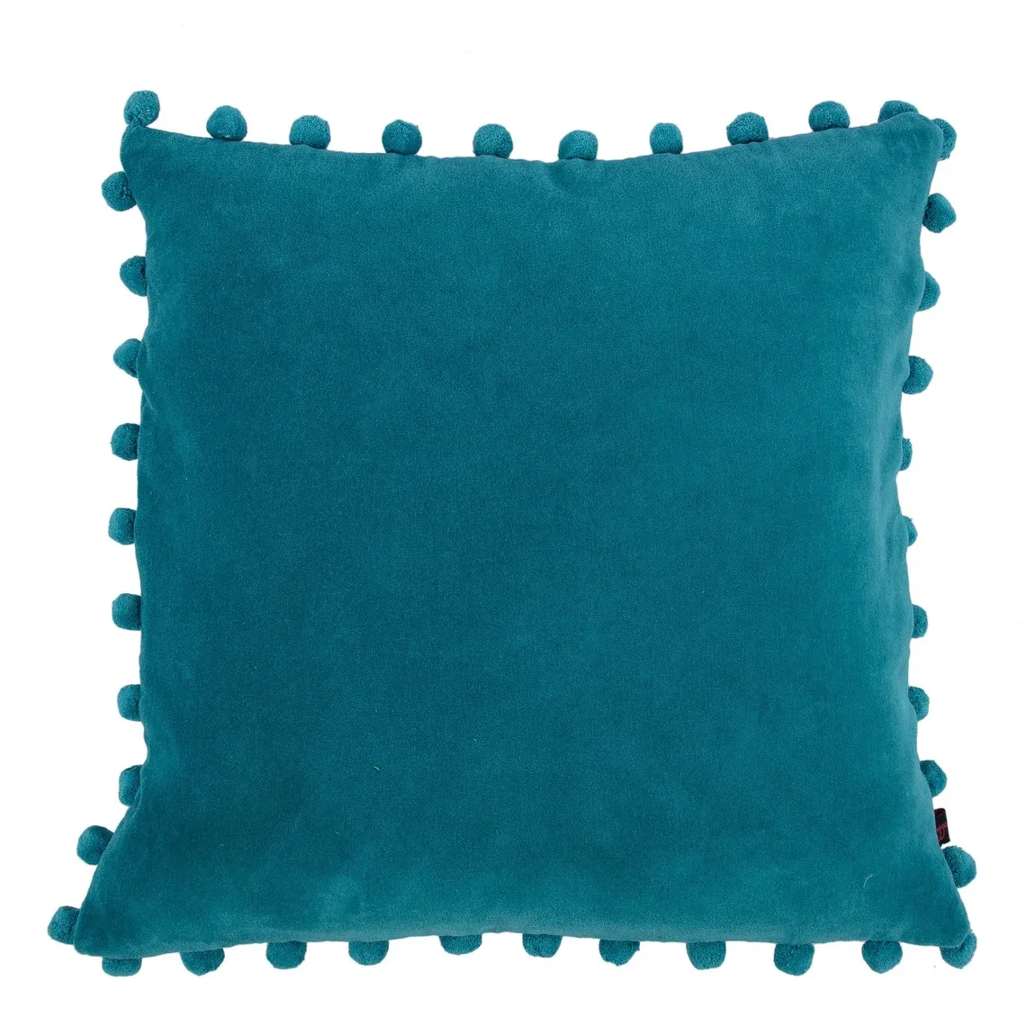 Hamal 20&quot; Square Velvet Pillow with Pom Poms