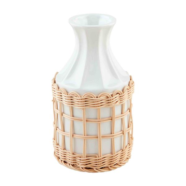 SHORT RATTAN WRAPPED VASE