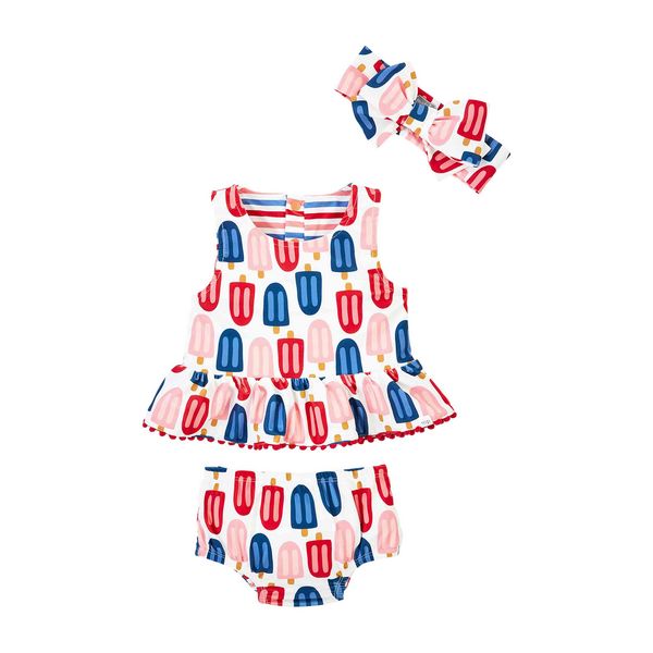 Popsicle/Stripe Reversible Swimsuit &amp; Headband Set 6-9M
