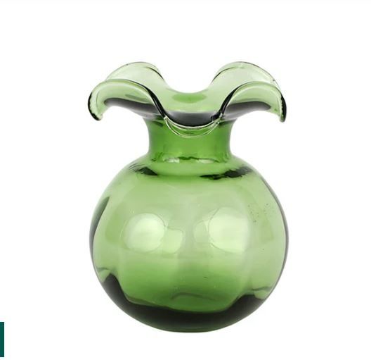 Hibiscus Glass Dark Green Bud Vase