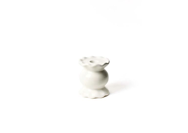 White Small Ruffle Knob Candle Holder