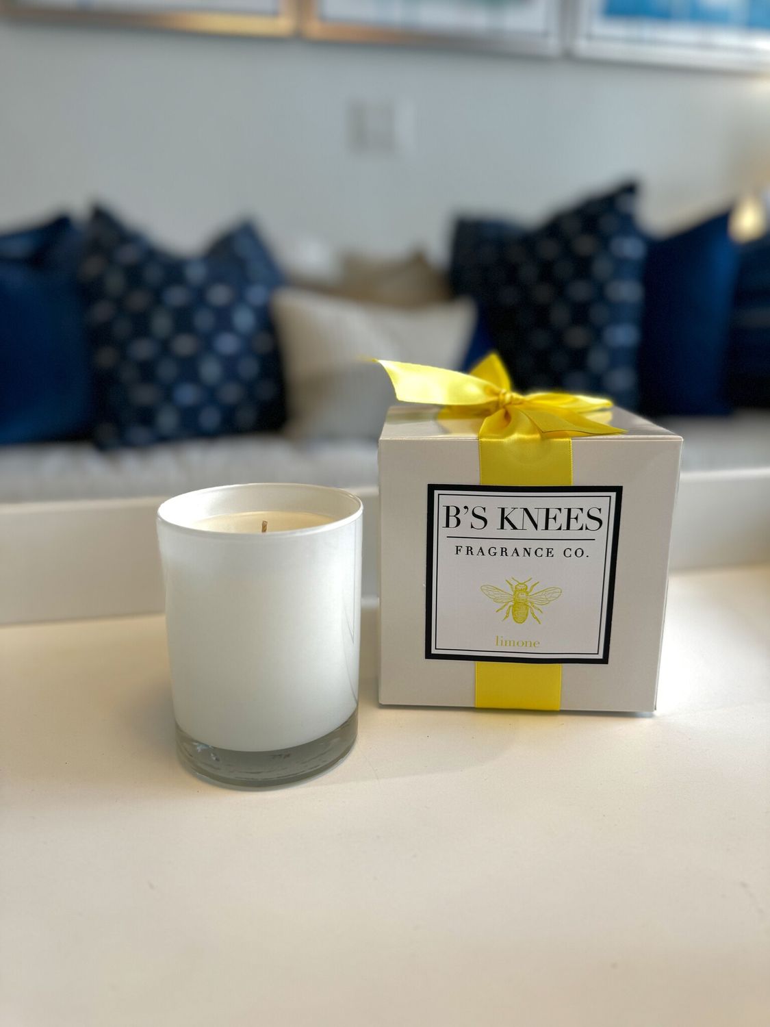 1-Wick Candle:Limone 1- Wick Candle - White