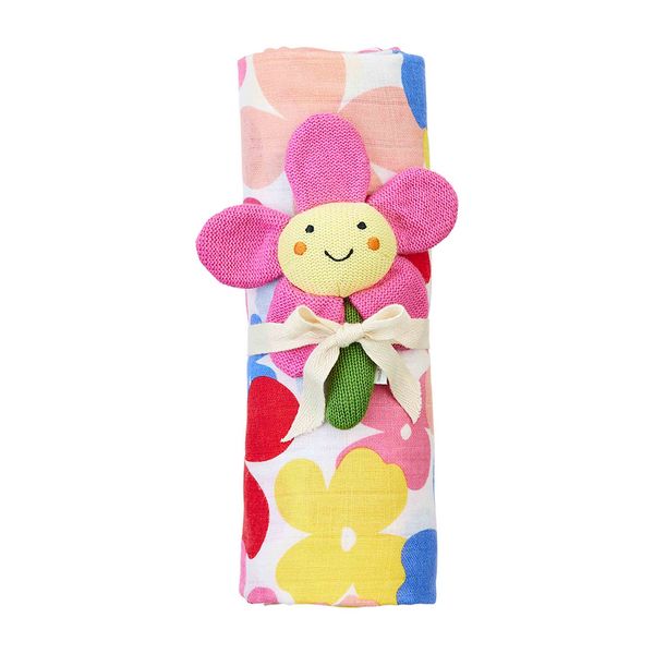 Floral Swaddle &amp; Rattle Set
