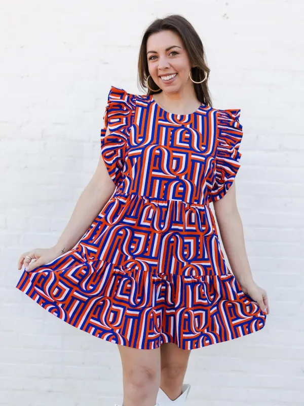 Dress Everly Touchdown Blue/Orange LARGE