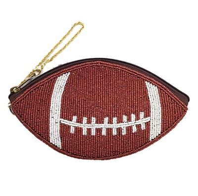 Beaded Sports Themed Coin Pouch - Football