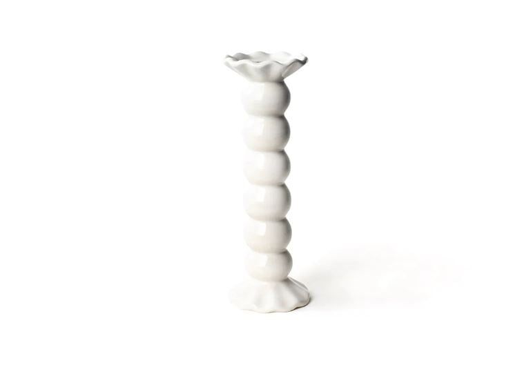 White Large Ruffle Knobbed Candle Holder
